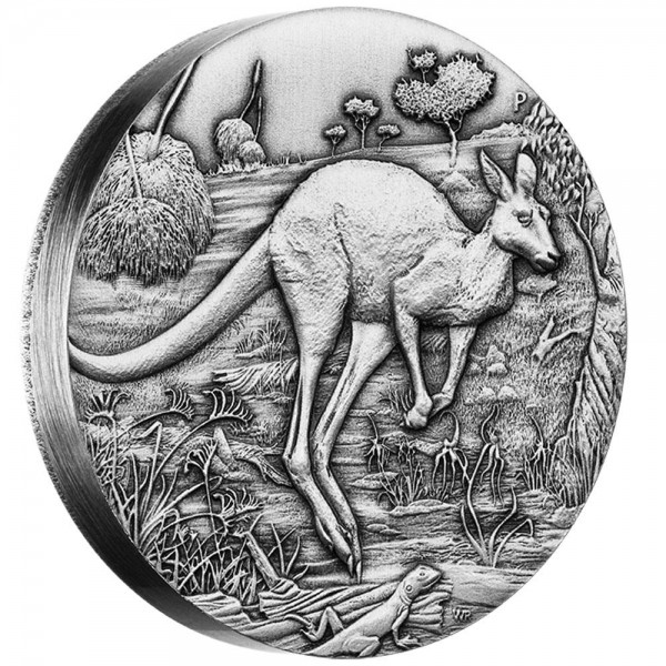 2016 Perth Mint 2oz silver antiqued Kangaroo