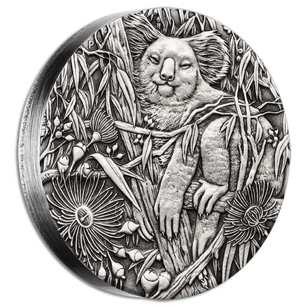 2017 Australian Koala 2oz High Relief Antiqued Silver Coin