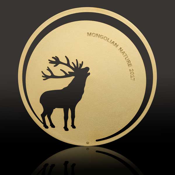 CIT Mongolian Nature 2017 Roaring Deer Gilded Silver Coin