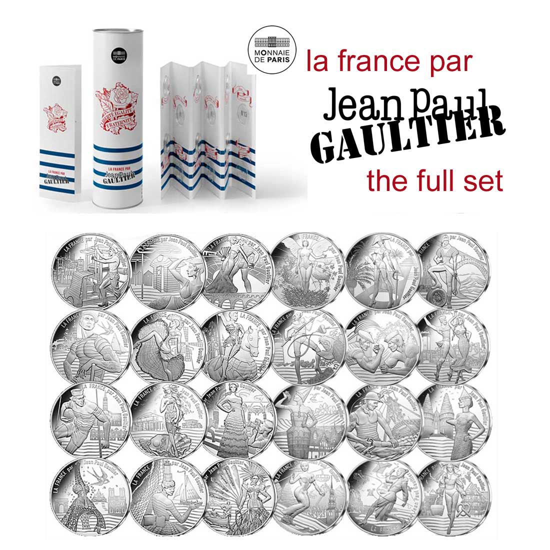 France by Jean Paul Gaultier 2017 Box set of twenty-four 10€ silver coins