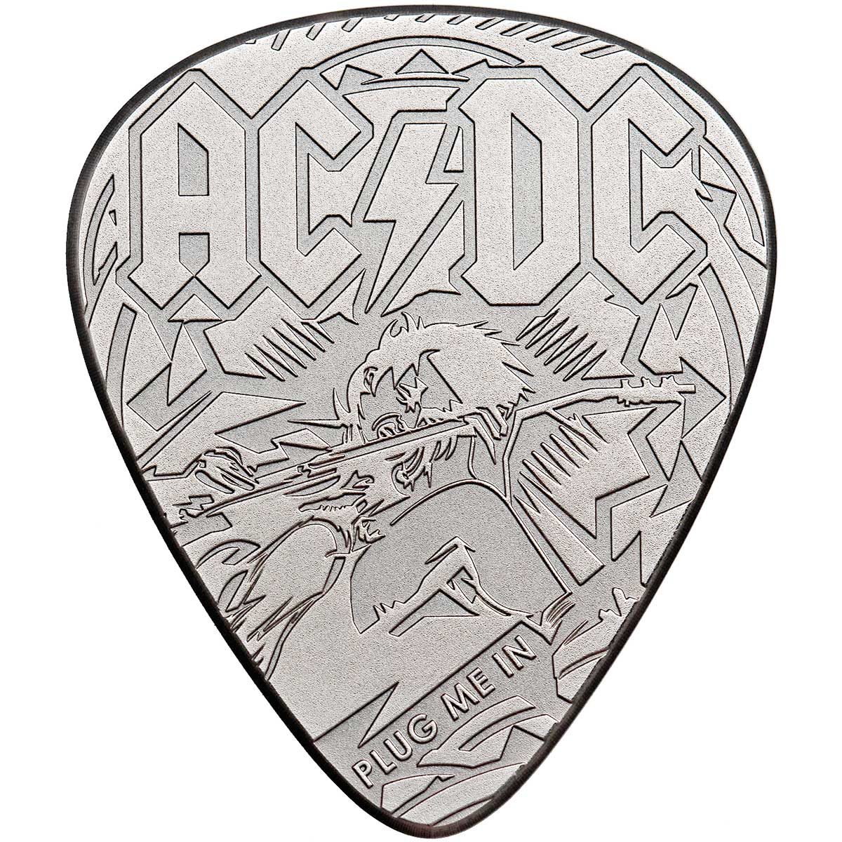 AC/DC GUITAR PICK PLUG ME IN 2019 Cook Islands 1/4oz proof coin