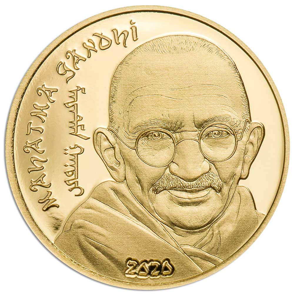 REVOLUTIONARIES: MAHATMA GANDHI 2020 Mongolia 0.5g minigold proof coin