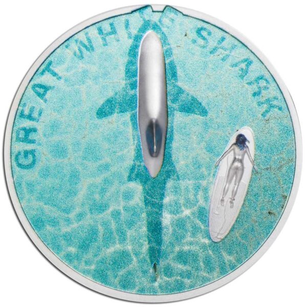 GREAT WHITE SHARK - 2021 Palau 1oz proof silver coin