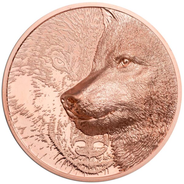 MYSTIC WOLF 2021 Mongolia 50g high relief copper coin