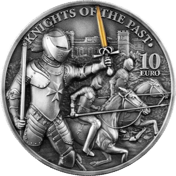 KNIGHTS OF THE PAST: Knights of Malta - 2021 10 Euro 2oz antiqued high relief silver coin