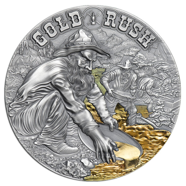 GOLD RUSH - 2022 Cameroon 2000 Franc 50g antiqued silver coin