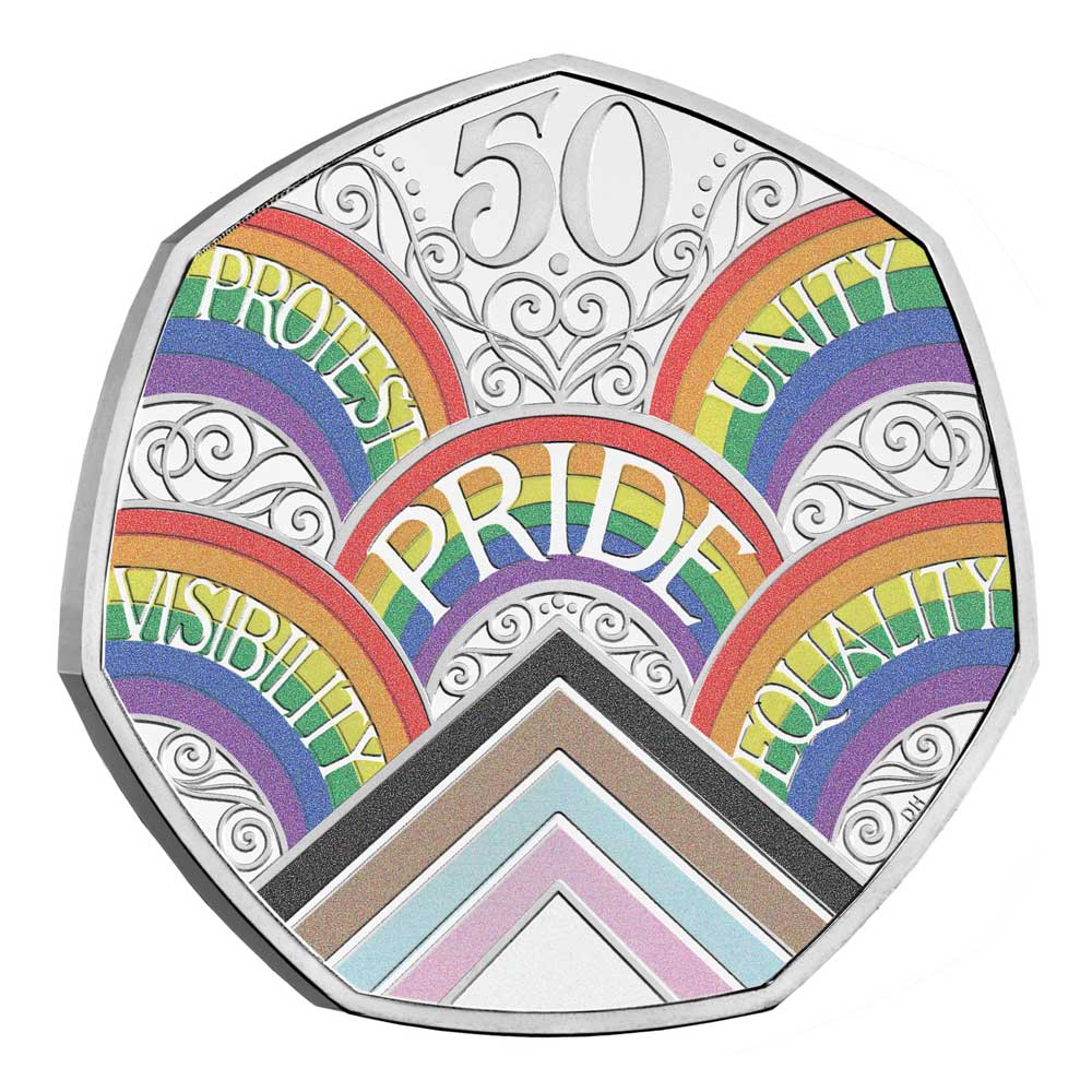 PRIDE - 50 Years of Pride: 2022 UK 50p Silver Proof Coloured Coin