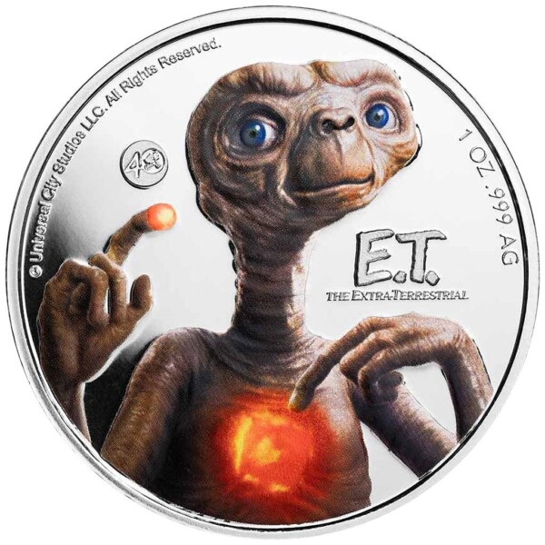 ET THE EXTRA TERRESTRIAL: 40th Anniversary glow in the dark - 2022 1oz Niue silver coin