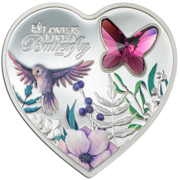 BUTTERFLY BRILLIANT LOVE 2023 Cook Islands 22g silver proof coin