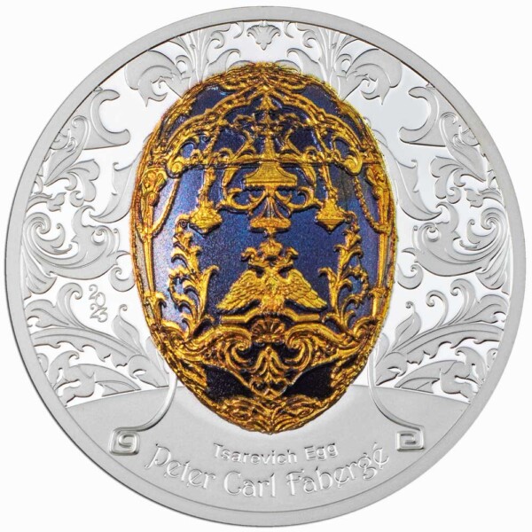 PETER CARL FABERGE – Tsarevich Egg Mongolia 2oz proof silver coin