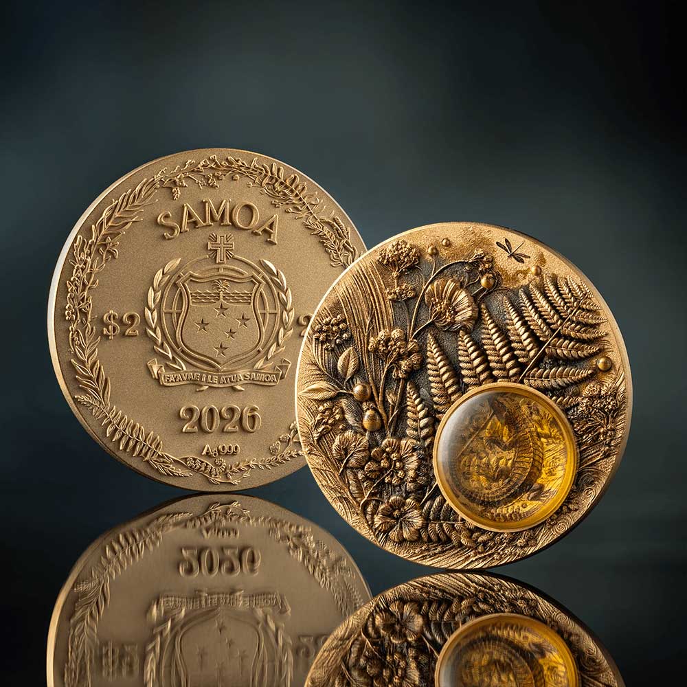 AMBER MIRAGE – LIZARD: 2026 $2 Samoa 62.2g gilded silver coin - Image 3