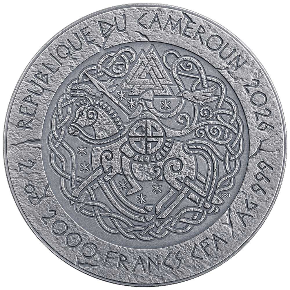 THE WAY TO VALHALLA - HARALD HARDRADA : 2026 Cameroon 2000 Franc 62.2g antique silver coin - Image 2