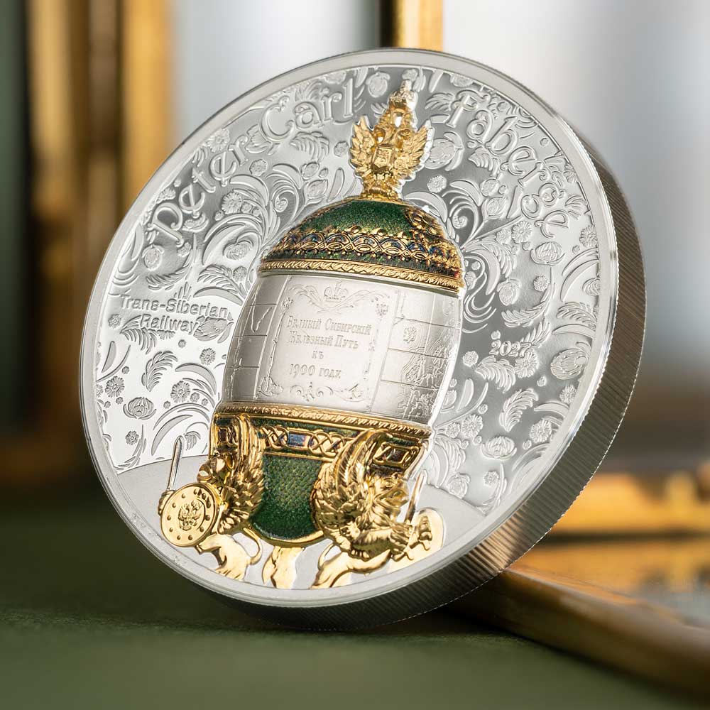 PETER CARL FABERGE – TRANS SIBERIAN RAILWAY : 2027 Mongolia 2oz proof silver coin - Image 2