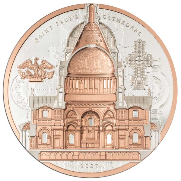 ARQLINE SAINT PAUL'S CATHEDRAL : 2027 $20 Cook Islands 3oz gilded silver coin