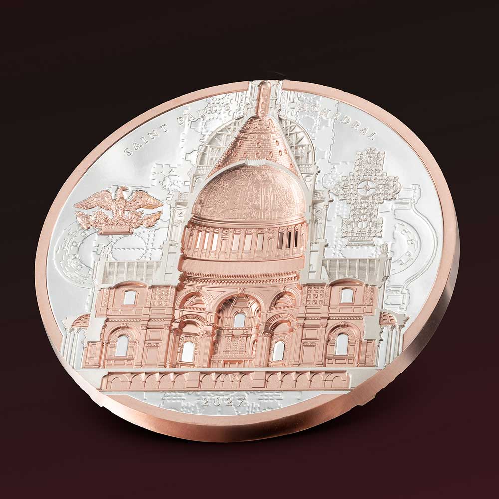 ARQLINE SAINT PAUL'S CATHEDRAL : 2027 $20 Cook Islands 3oz gilded silver coin - Image 4