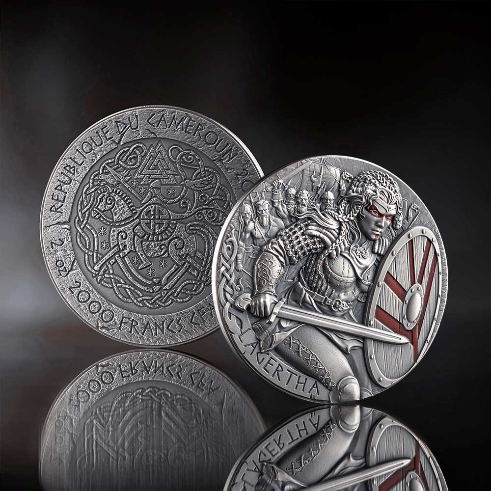 THE WAY TO VALHALLA - LAGERTHA : 2026 Cameroon 2000 Franc 62.2g antique silver coin - Image 3