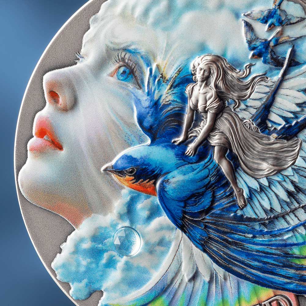 NATURE SPIRITS – SYLPHID: 2027 Cameroon 2000 Franc 62.2g antique silver coin - Image 2