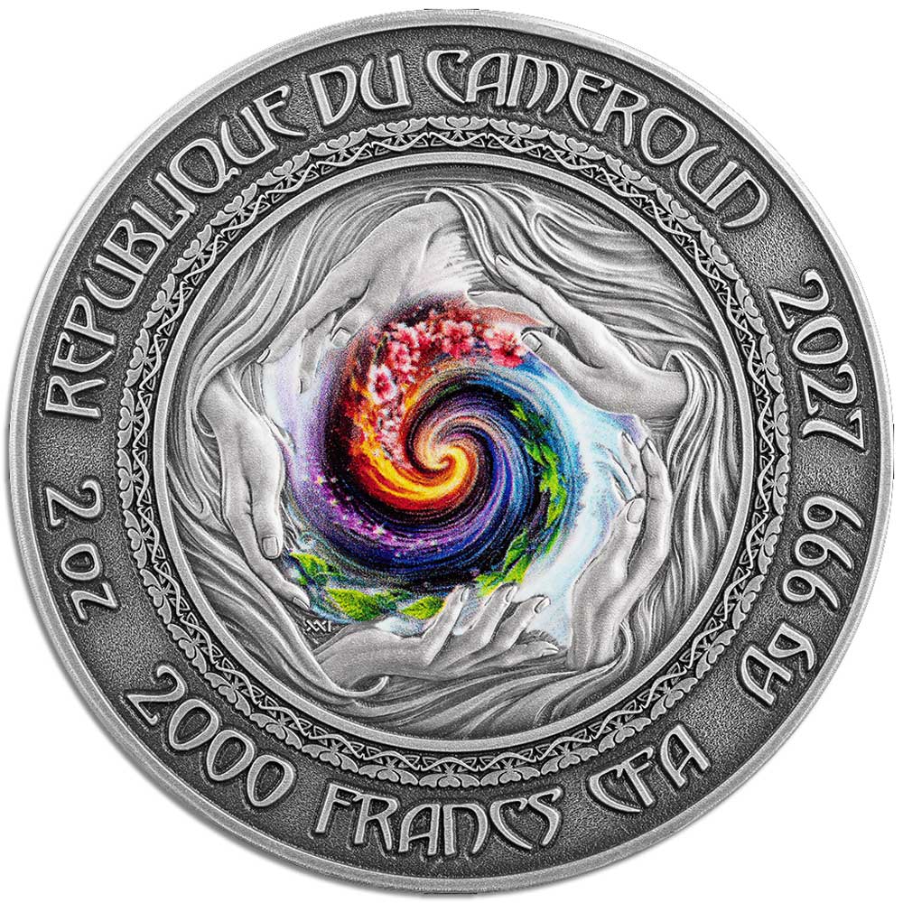 NATURE SPIRITS – SYLPHID: 2027 Cameroon 2000 Franc 62.2g antique silver coin - Image 4